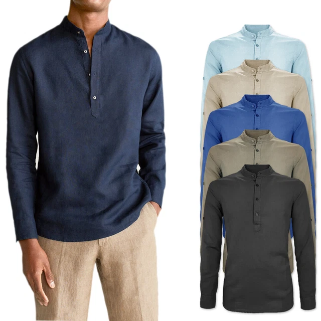 CAMICIA UOMO MAN JEANS SCURO DENIM COLLO RIGIDO MANICA LUNGA BASIC CON BOTTONI PARTICOLARI uomo