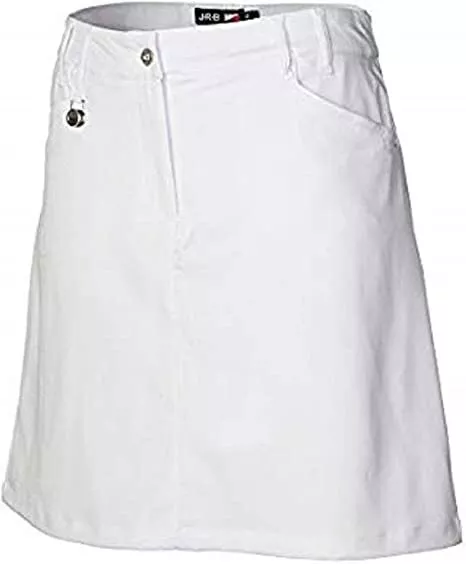 JRB Golf Ladies Dry Fit Team Golf Skort Plain White Combined Skirt /Shorts 10-16