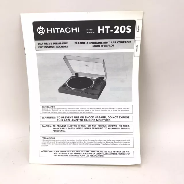 Hitachi HT-20s Turntable Instruction Manual Used