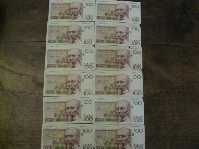 BELGIQUE: 12 Billets de 100 Francs Type: BEYAERT