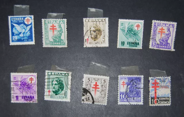 Konvolut Spanien -ältere Briefmarken jeweils mit Kreuz in rot-