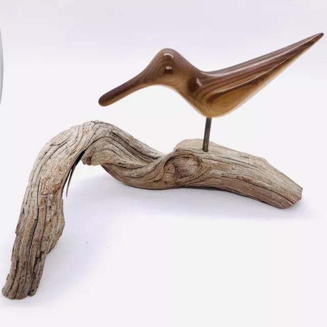 Driftwood And Teak Wood Seagull Figurine Coastal Vintage