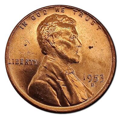 1953-D Uncirculated Lincoln Wheat Cent Penny MS Mint State Copper