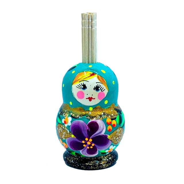 Vaisselle russe khokhloma en bois décor folklorique des années 70/80 Doré/Multicolore