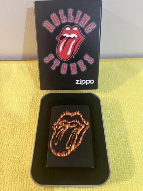 Rolling Stones zippo lighter flaming, tongue mint condition