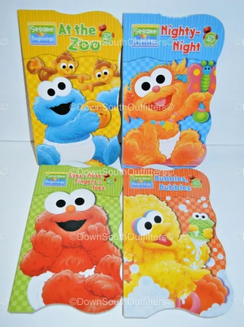 Sesame Street Books Board Elmo Cookie Monster Big Bird 4 Book Set