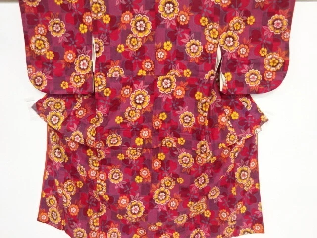 35897# Japanese Kimono / Antique Kimono For Girls / Woven Flower