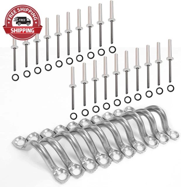 Ganfindx 10 Piece Stainless Steel 304 Bungee Deck Ring Fastening Pad Eye with 20