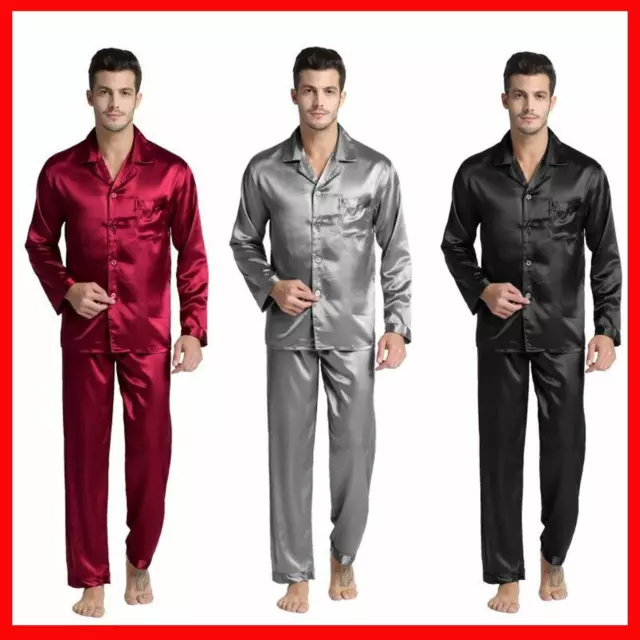 Conjunto De Pijama Para Hombre De Seda Piyamas Pajamas Comodos Ropa De Dormir