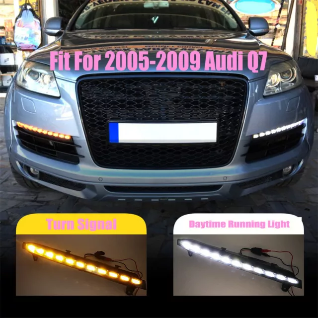 LED Daytime Running Light DRL Driving Fog Lamp Turn Signal For Audi Q7 2005-2009