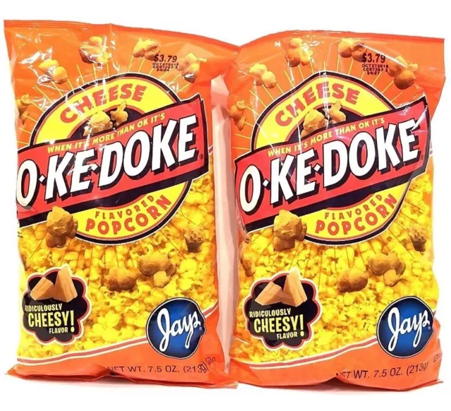 Jays O-Ke-Doke Cheese Popcorn, (Pack Of 2), Large Bags, A Chicago Classic.