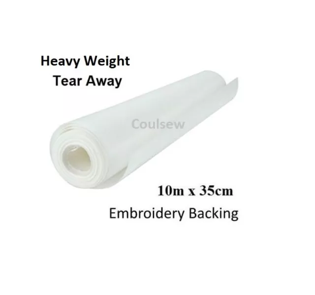 TEAR AWAY STRONG HEAVY WEIGHT Embroidery Stabiliser Backing 10m x 35cm