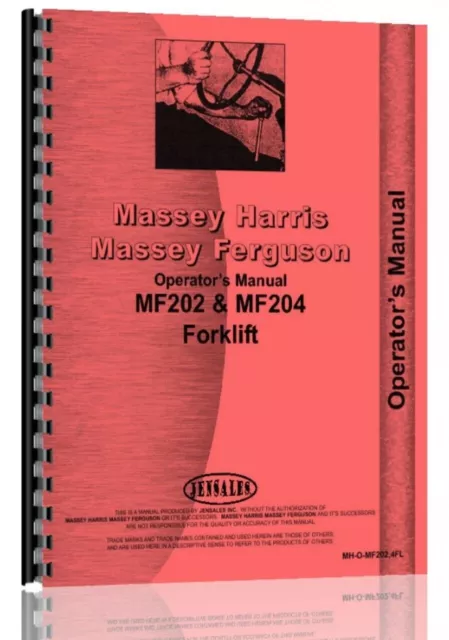 Operators Manual Massey Ferguson 202 204 Forklift