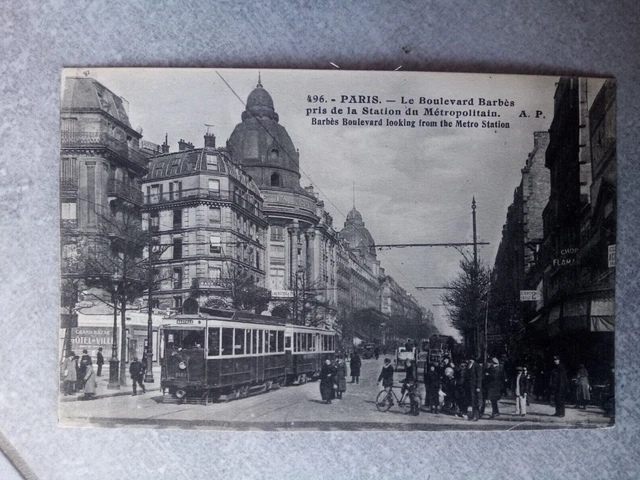 Cpa Paris Le Boulevard Barbes Pris De La Station Du Métropolitain
