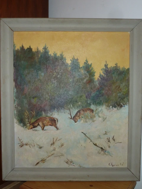 Tableau Sur Toile Cerfs Nobles Hiver Neige Forêt - Paysage Noël Islandburner, Décoration Murale
