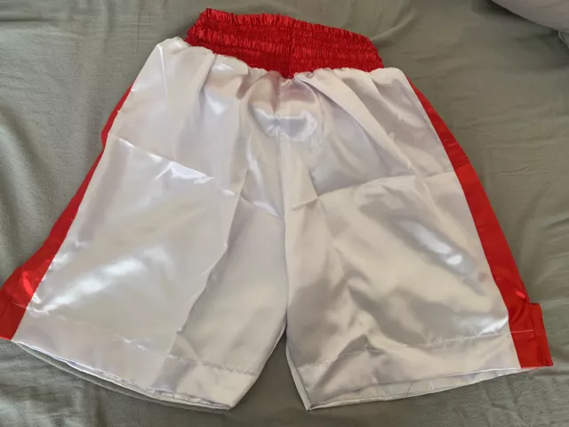 White/Red Boxing Shorts Priced To Clear With Free Gum shield. Size L