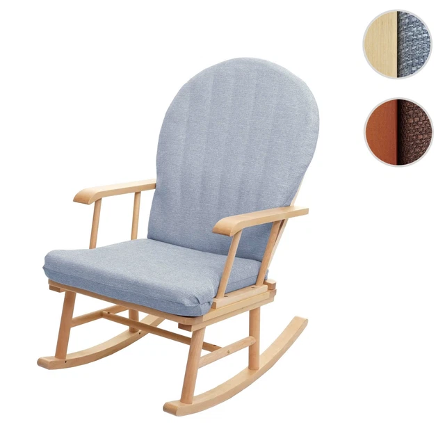 Poltrona A Dondolo In Tessuto Beige - Struttura Legno, Ergonomica Per Relax In Casa - Foto 10