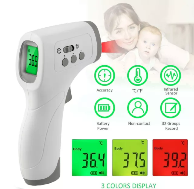 Digital LCD Temperature Forehead Thermometer Laser Non-Contact IR Infrared Gun