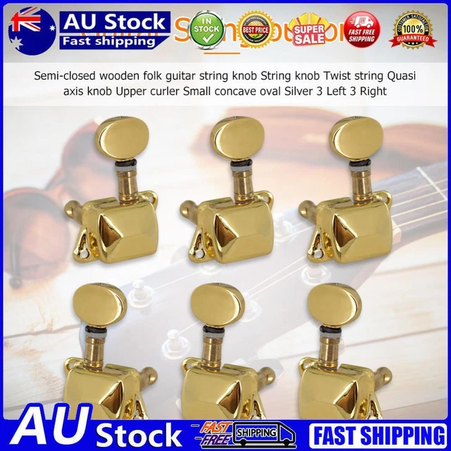 Folk Guitar String Tuning Pegs Guitar String Button Tuner (Gold 3 Left 3 Right)