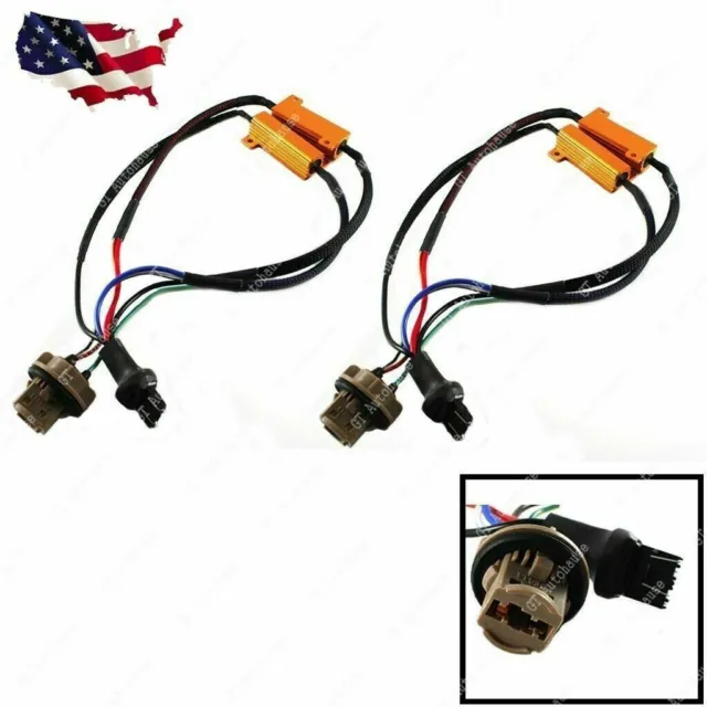 2 x 7443 7444 Load Resistor Fix Hyper Flash For Switchback LED Turn Signal Light