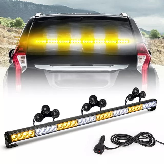 35" Traffic Advisor Emergency Hazard Warning LED Strobe Light Bar Amber White
