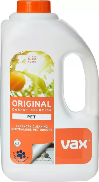 Vax Pet Carpet Cleaner Solution Shampoo Original Citrus Burst Scent 1.5L...