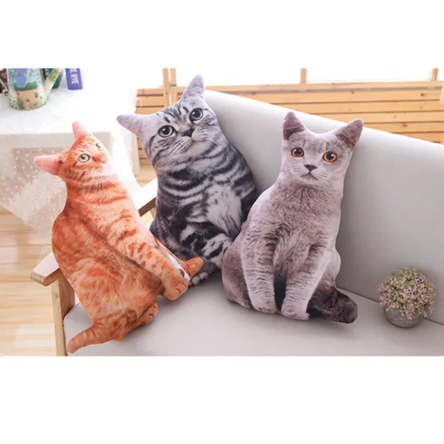 1 pz cuscino stereo 3D gatto simulato peluche giocattolo cuscino giocattolo imbottito (marrone)