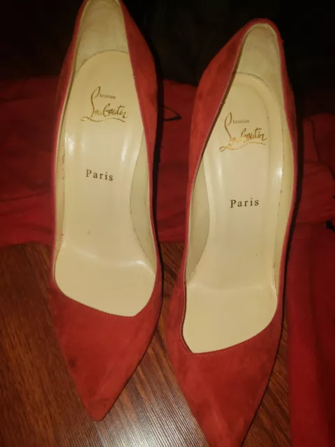 Christian Louboutin Pigalle Follies Flamenco Red Suede Pumps Size 9