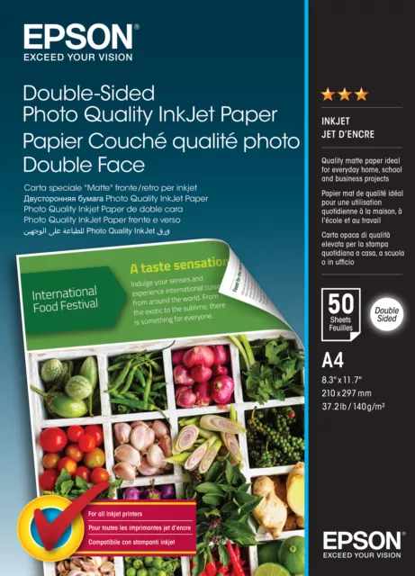 50 Bl. A4 Double-Sided Photo Paper 140g/qm (Epson C13S400059)