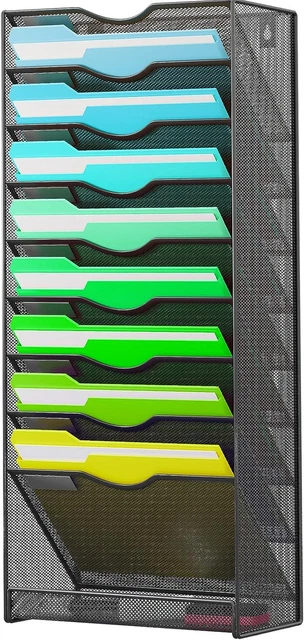 10-Tier Wall File Organizer Hanging File Holder Wall Mounted Magazine Document R