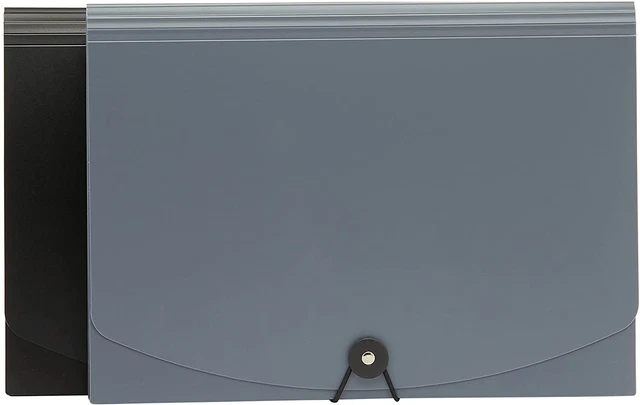 Amazon Basics Expanding Organizer File Folder, Letter Size - Black & Gray, 2-Pac
