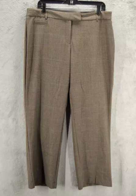 JM Collection Petite Womens Dress Pants 16P Brown Flat Front Straight Leg 36x30