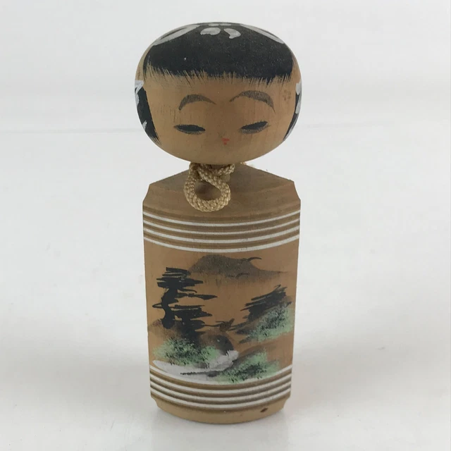 Japanese Wooden Kokeshi Doll Vtg Figurine Traditional Craft Toy KF609