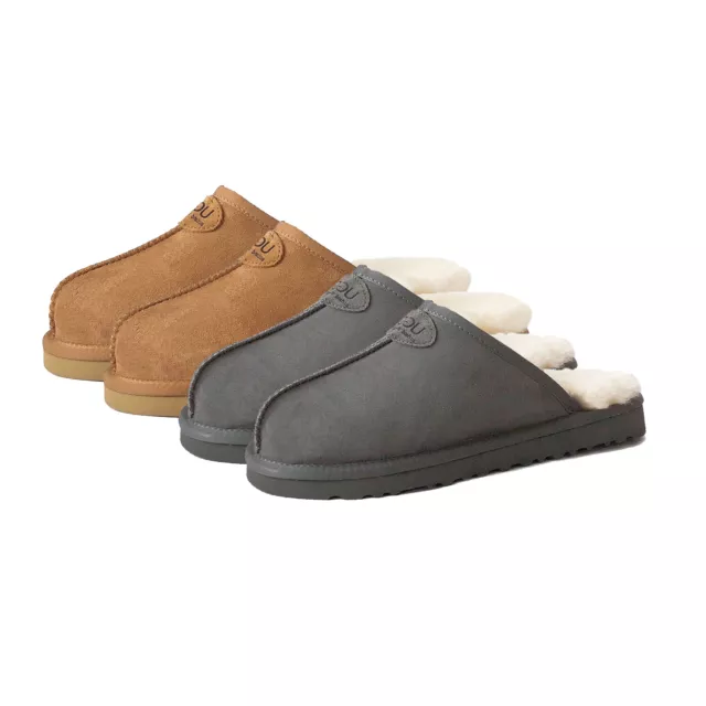 UGG Slippers Water-Resistant Unisex Genuine Australian Sheepskin Wool Mens Scuff