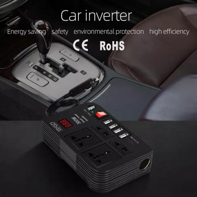 300W Car Inverter 12V to 220V Power Converter 4 USB Ports Auto Charger Modified