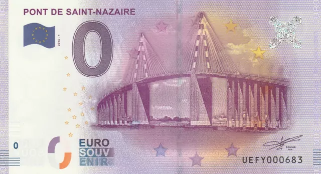 A 2016-1 Billet Euro Souvenir - Ue Fy - 44 600 Pont De Saint-Nazaire