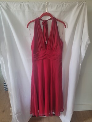 Donna Morgan Halter Backless Evening  curvy Red Cruise  Dress Womens Sz 14