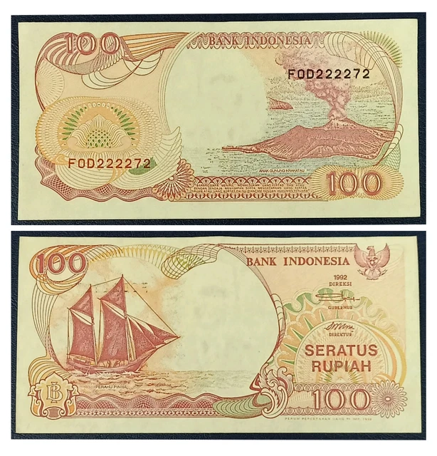 016. Indonesia 100 Rupiah 1992 Almost Solid S/N 222272 aUNC