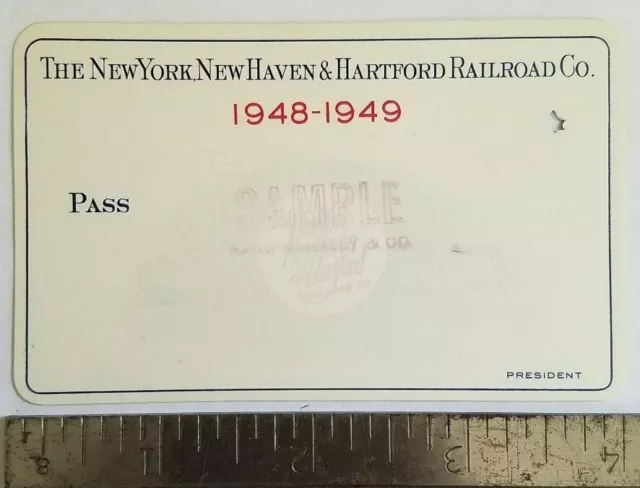 1948 New York, New Haven & Hartford Railroad Co. Annual RR Ticket Pass Sample