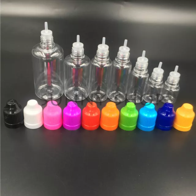 5ml-100ml Empty Plastic PET Liquid Dropper Clear Bottles Eye Containers Tip Cap