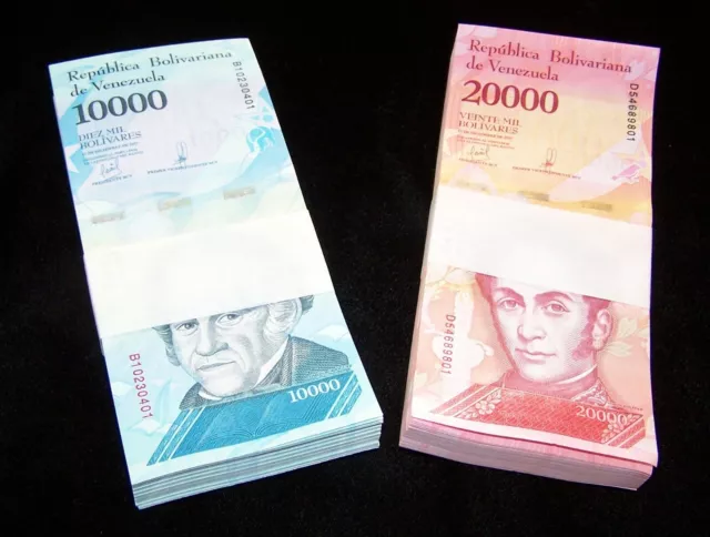 200 Venezuela Banknotes 100 X 10000 / 100 X 20000 BOLIVARES - aUnc currency