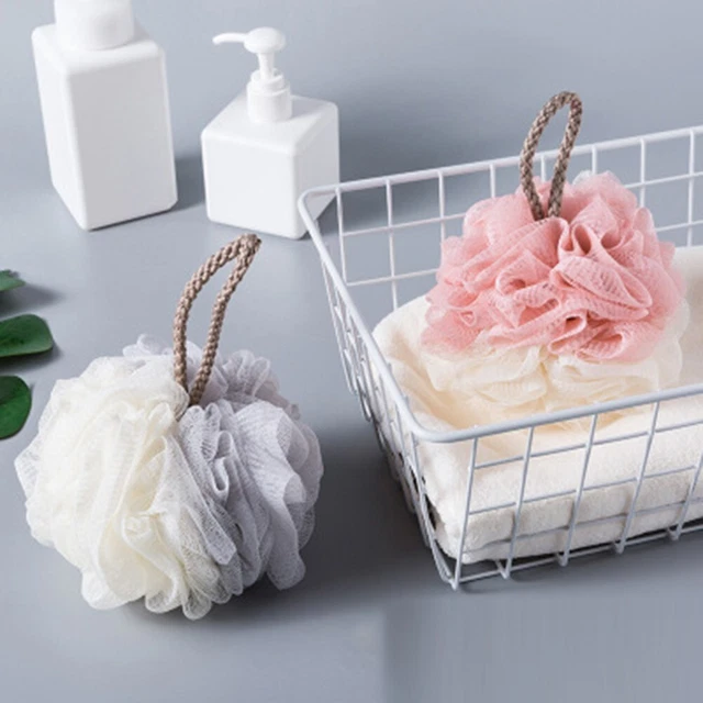 Scrunchie scrubber rete a sfera spugna esfoliante grande spazzola tampone loofah