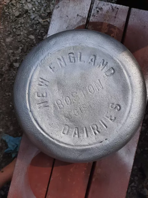 Vintage Boston MA Metal Milk Can Lid New England Dairy