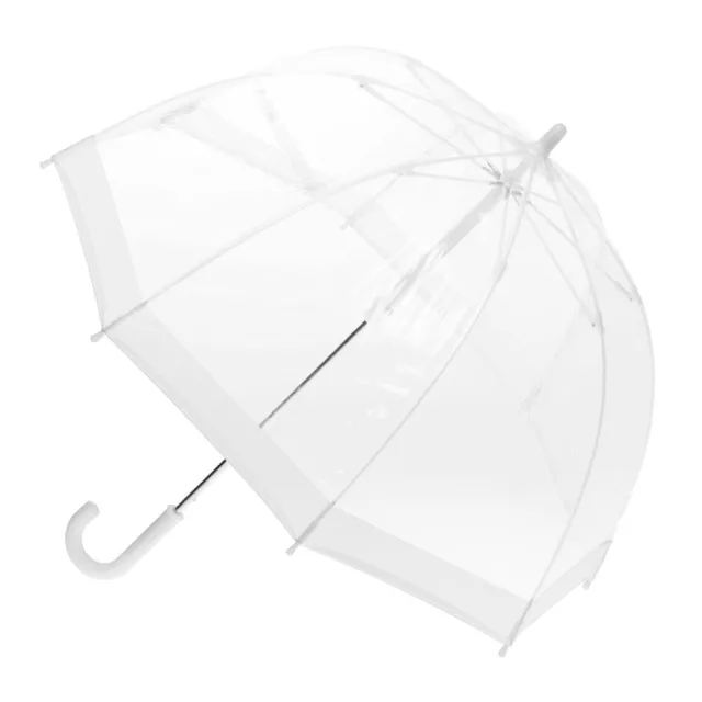 Clifton Kids 67cm Clear PVC Dome/Birdcage Umbrella Wind Resistant White Border