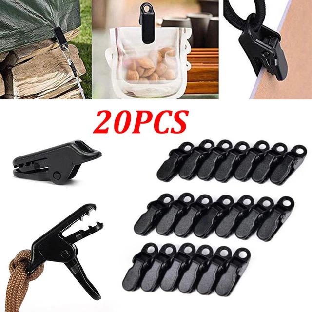 20x Zelte Markisenklemmen Tarp Clips Snap Hangers Camping Survival Tighten Tools