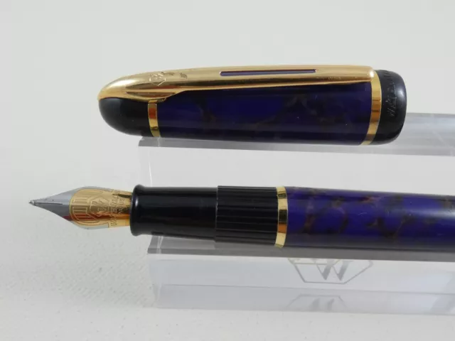 Vintage Waterman Phileas Purple Marble Fountain Pen, GT, Medium 2 Tone Nib