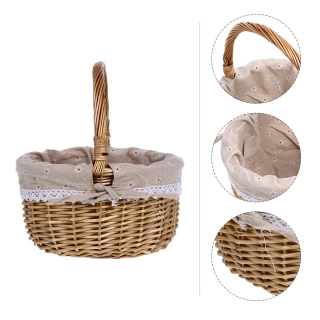 1 pz cesto da picnic con fodera, vimini tessuto a mano cesto da picnic per amici di famiglia