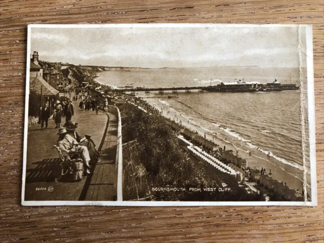 West Cliff View Of Beach Promenade And Pier Bournemouth Dorset 1930