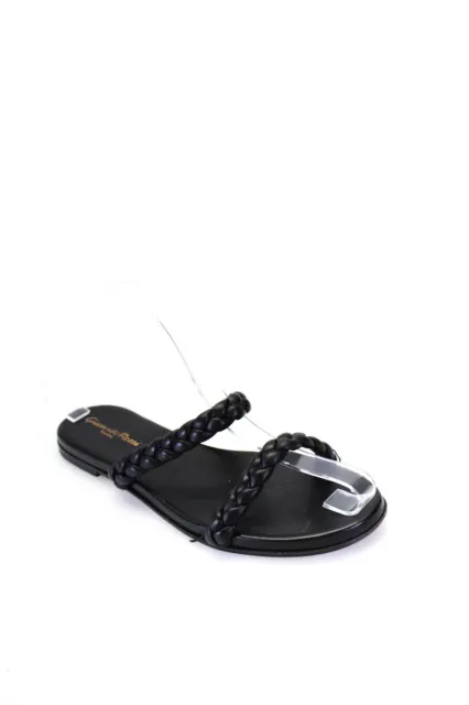 Gianvito Rossi Womens Leather Braided Slide On Sandals Black Size 38 8