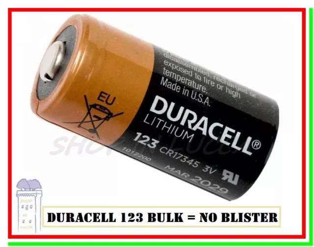 DURACELL 123 Lithium CR17345 Batterie Pile Softair Foto Allarmi Sensori "BULK"